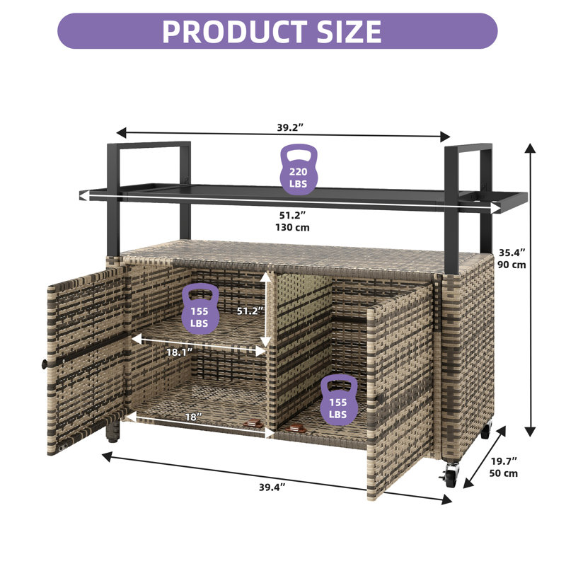 Bar Set with Wicker Outer Material, Gray