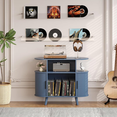 Armoire tourne-disque 35 po Mid Century Modern