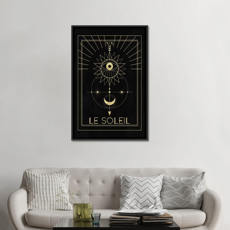 « le soleil », impression sur toile, H 26 po x l 18 po x P 1,5 po, Toile avec cadre noir, Pas de tapis