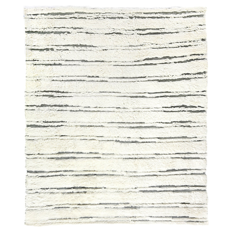 Moroccan Wool Striped Area Rug, Rectangle 6' x 9'