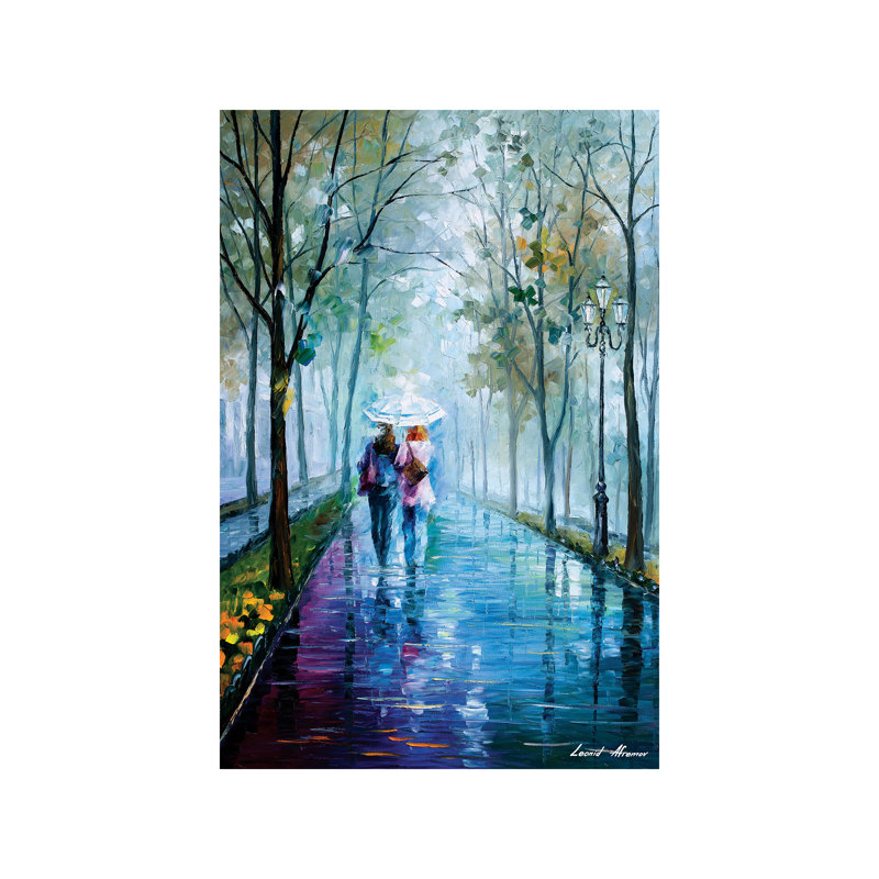 Foggy Stroll by Leonid Afremov - Wrapped Canvas Giclee Art Print, 101.6 cm H x 66.04 cm W x 3.175 cm D