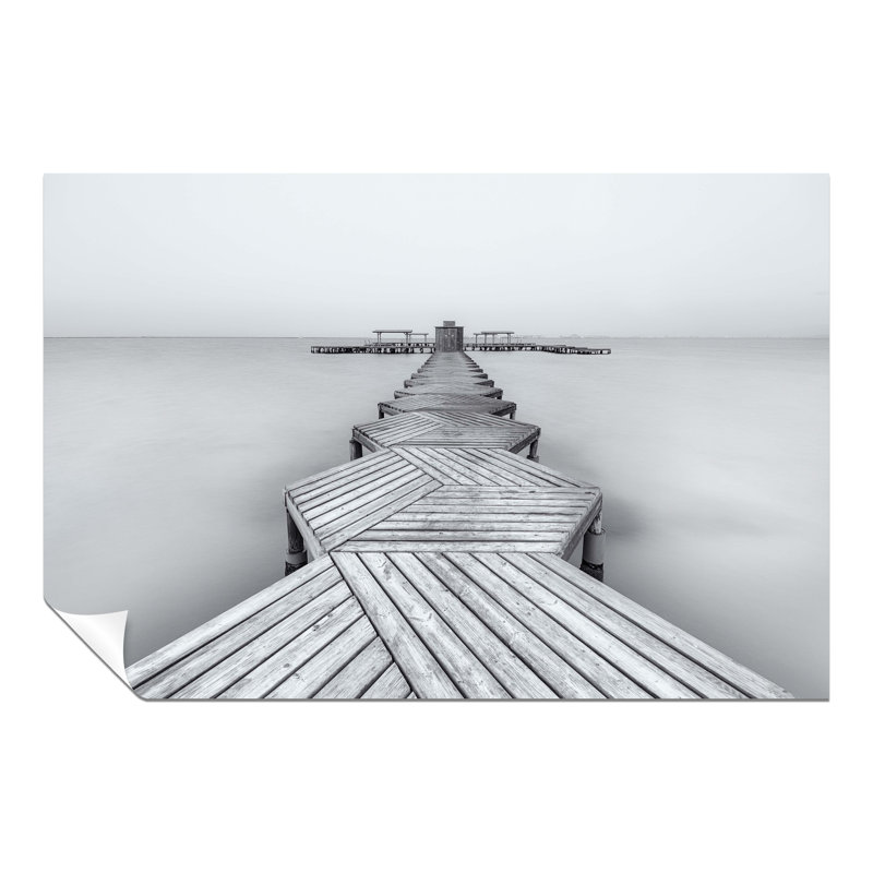 Long Bridge On A Silky Beach Water - No Frame Print, 20cm H x 31cm W x 0.5cm D