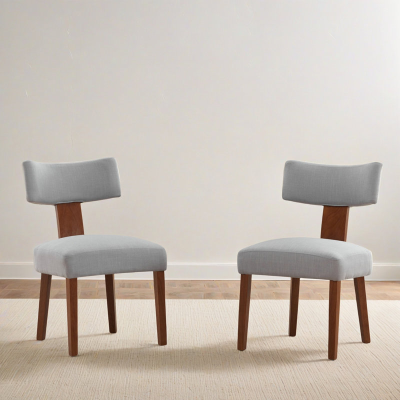 Chaise parson moderne sans accoudoirs en lin, chaises d'appoint de salle à manger pour le salon, Lin gris