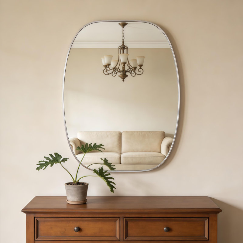 Miroir de salle de bain ovale, Argent, 40 po x 30 po