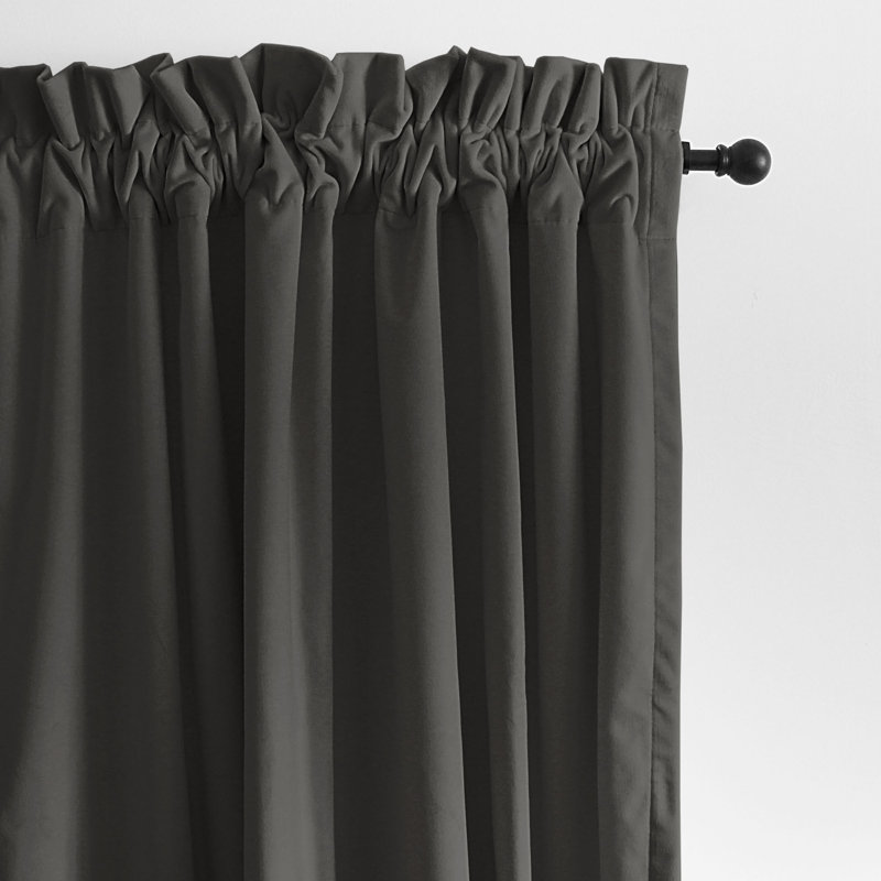 Velvet Room Darkening Curtain Pair, Gray, 50" x 108" 