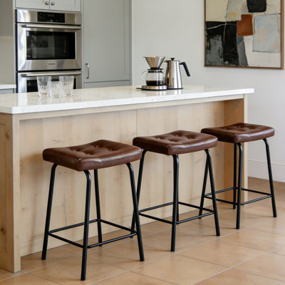 Faux Leather Tufted Counter Stools