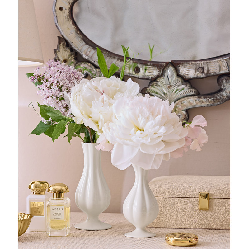 Pauline Medium Bud Vase, Cream, 5.6" H x 2.7" W x 2.7" D