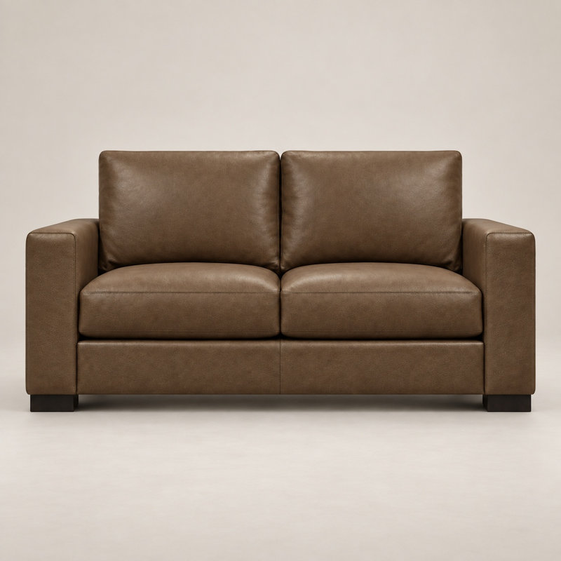 Novella Stately 100% Top Grain Leather Loveseat, Made to Order, Napa Ranch