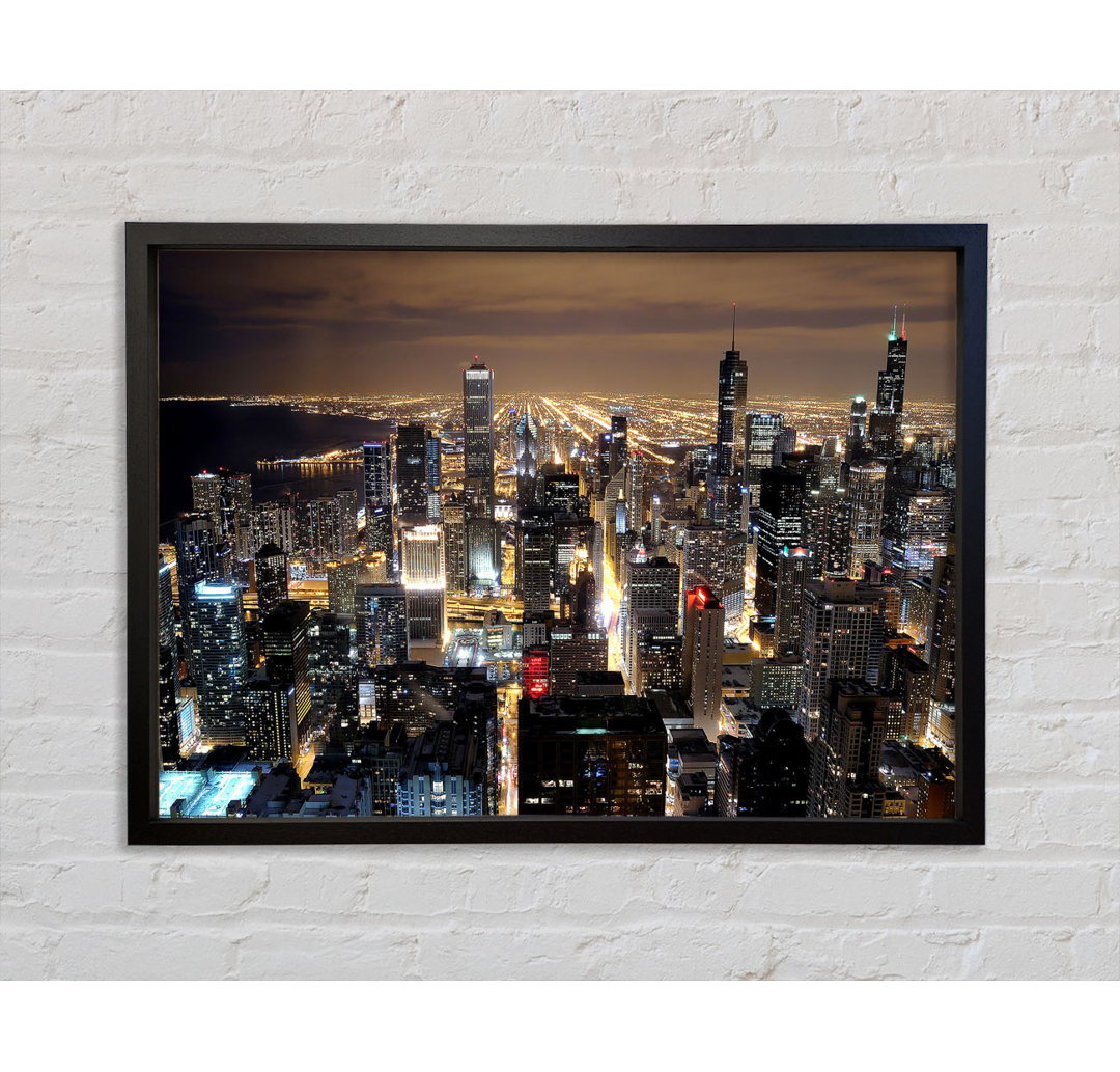 Chicago Skyline Nights - Einzelbildrahmen Kunstdrucke auf Leinwand