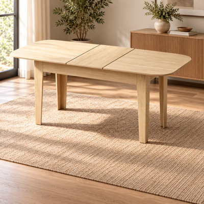 Table de cuisine ovale de style ferme moderne avec rallonge et bords arrondis