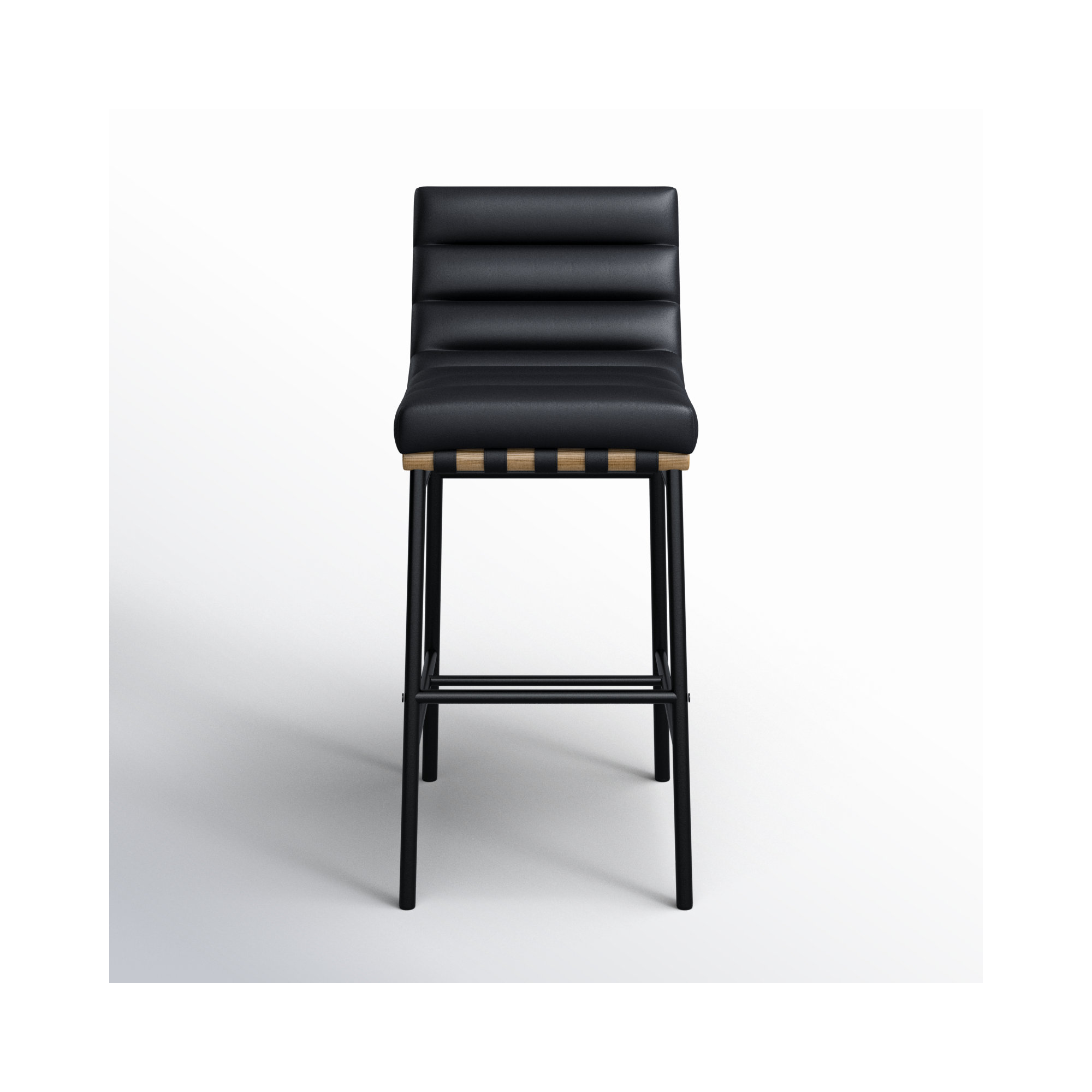 Vincentas Counter Stool, Black Faux Leather, Bar Stool (29.9" Seat Height)