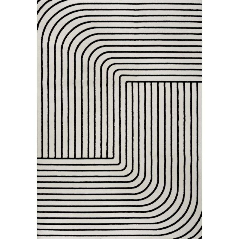 Tapis noir / blanc Odense, Rectangle 2 pi 11 po x 5 pi