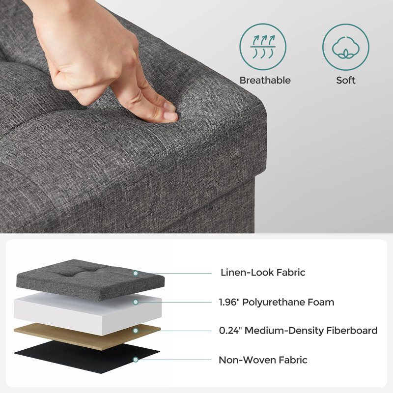 Cube Storage Ottoman(Dark Grey)