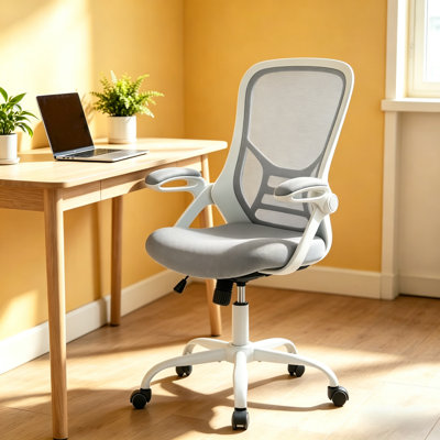 Chaise de bureau ergonomique en filet avec dossier réglable et accoudoirs rabattables - Confortable et respirante pour le bureau à domicile
