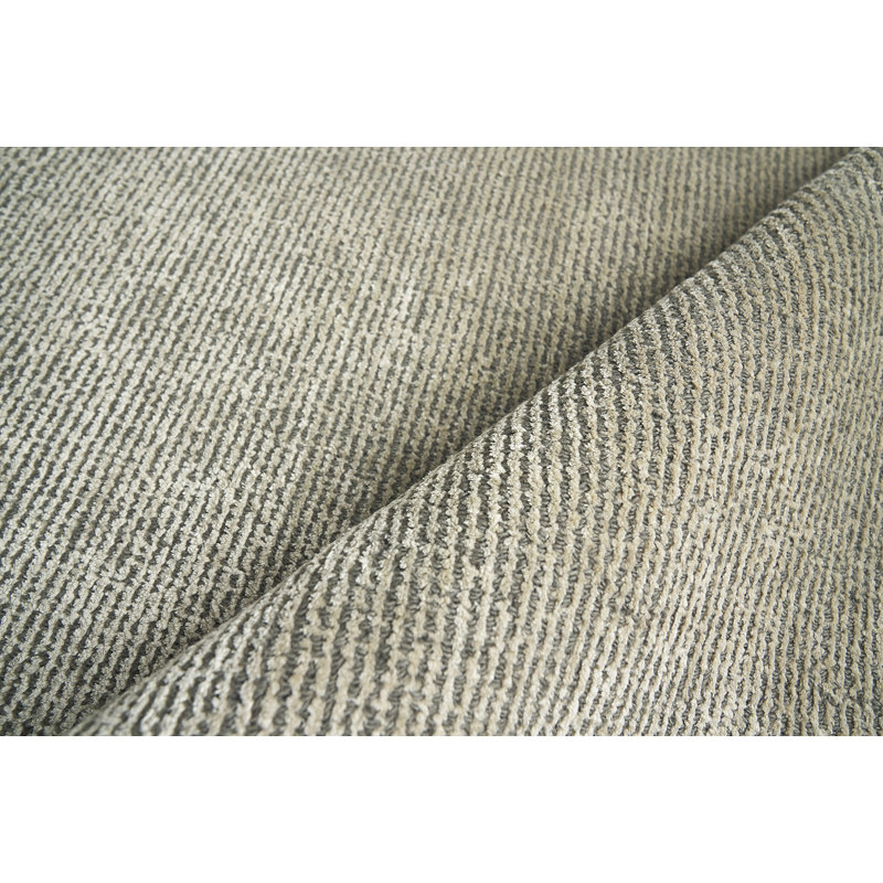 Duo Hand-Loomed Wool/Synthetic Silver/Dark Gray Area Rug, Rectangle 2' x 3'