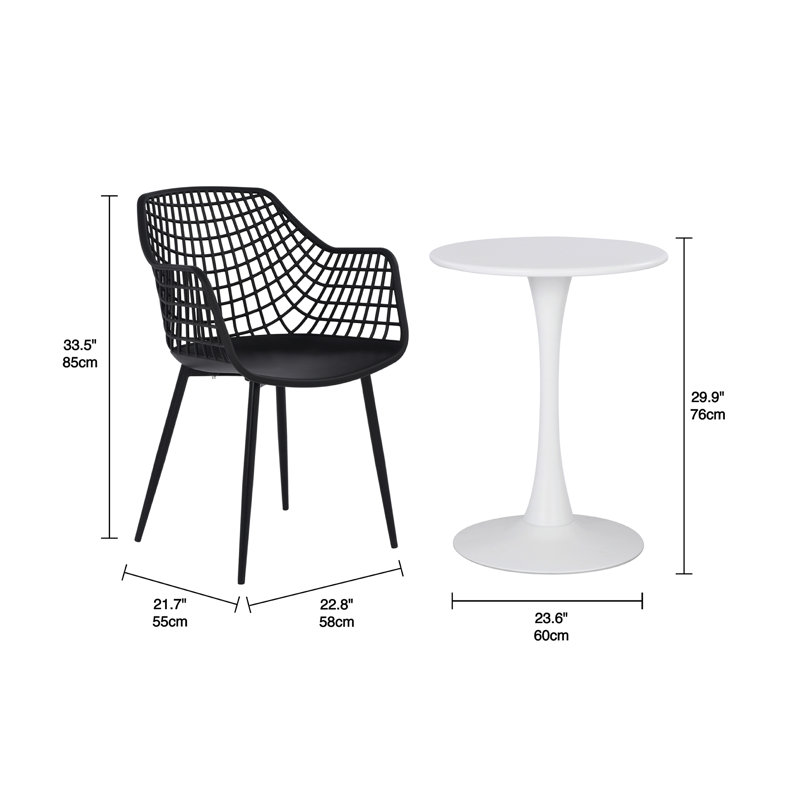  Ensemble bistro extérieur L 23,6 po pour 2 personnes