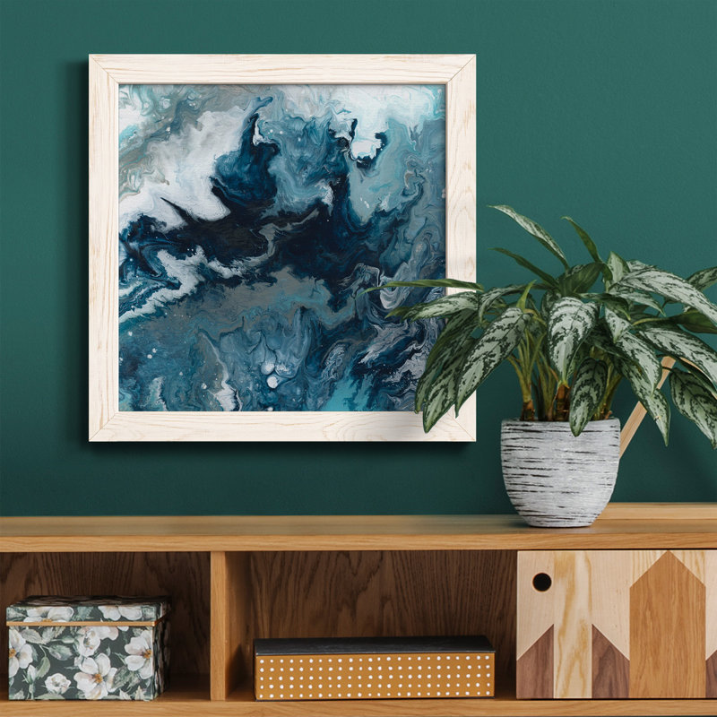 Waterway II - Toile encadrée de qualité supérieure - prête à être accrochée, Cadre blanc, H 27,5 po x l 27,5 po x P 1,5 po