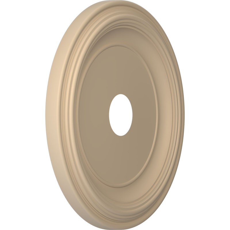 Traditional Traditional Thermoformed PVC Ceiling Medallion, UltraCover Satin Smokey Beige, 19" H x 19" W x 1.5" D