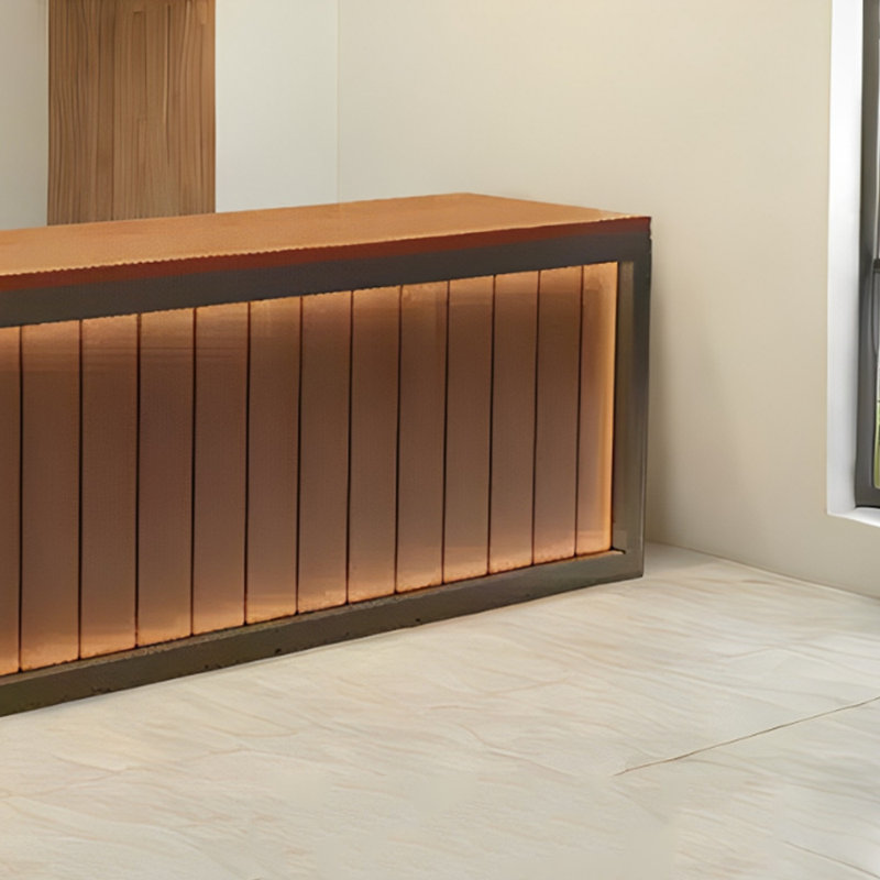 Rectangular Information Counter, Cashier Counter, and Writing Desk with Single Surface for Office or Store, Brown