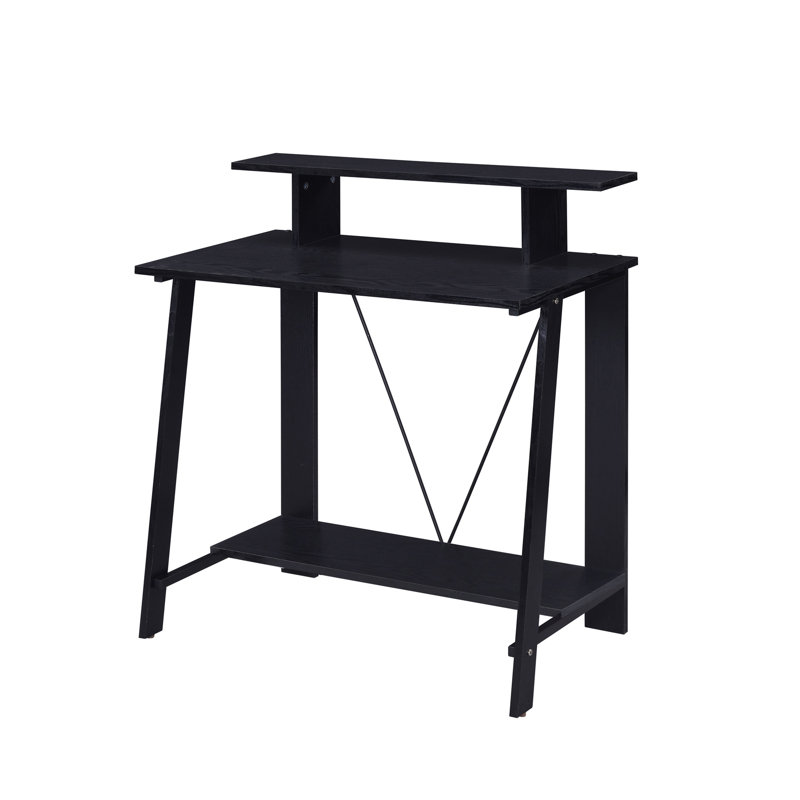 Bureau d'écriture noir avec tablette supérieure