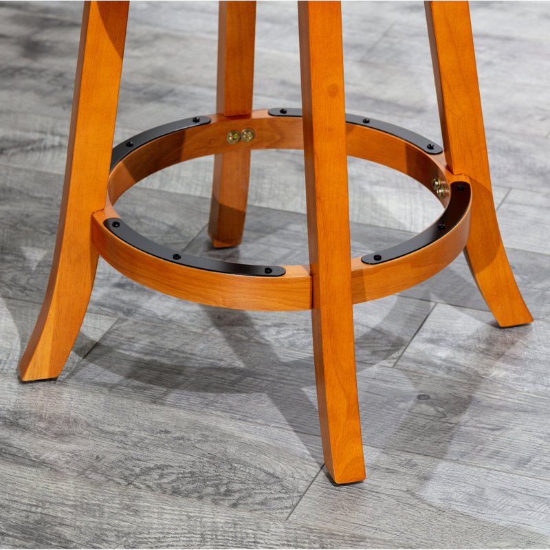 Tabouret de bar de 30 po au fini naturel avec siège captivant en tissu beige à hauteur d'assise, d'apparence et de confort