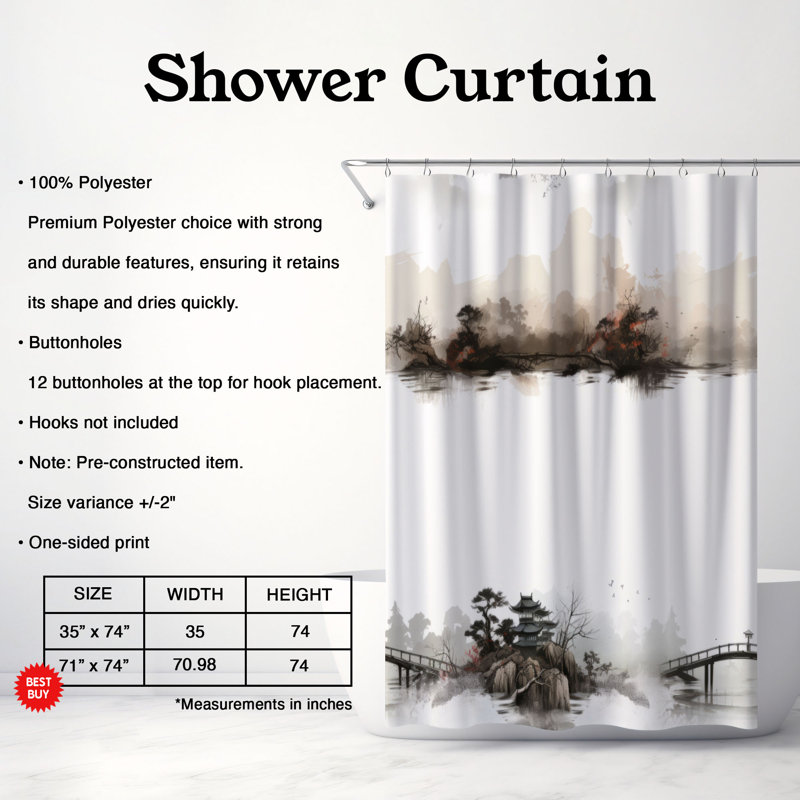 Rideau de douche Asian Jungle - Premium, H 74 po x l 71 po
