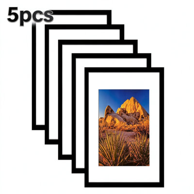 Ensemble de 5 cadres photo 11×17, cadres muraux en PVC avec verre PS et passe-partout sans acide – Affichage horizontal/vertical pour photos, certificats, reproductions d'art