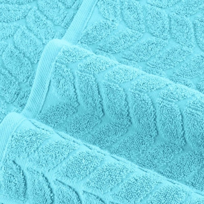 Elegant Comfort Luxury 6-Piece 100% Turkish Cotton Jacquard Braided Textured Premium Hotel Quality Towel Set– Soft And Absorbent, Includes 2 Bath Towels, 2 Hand Towels And 2 Washcloths