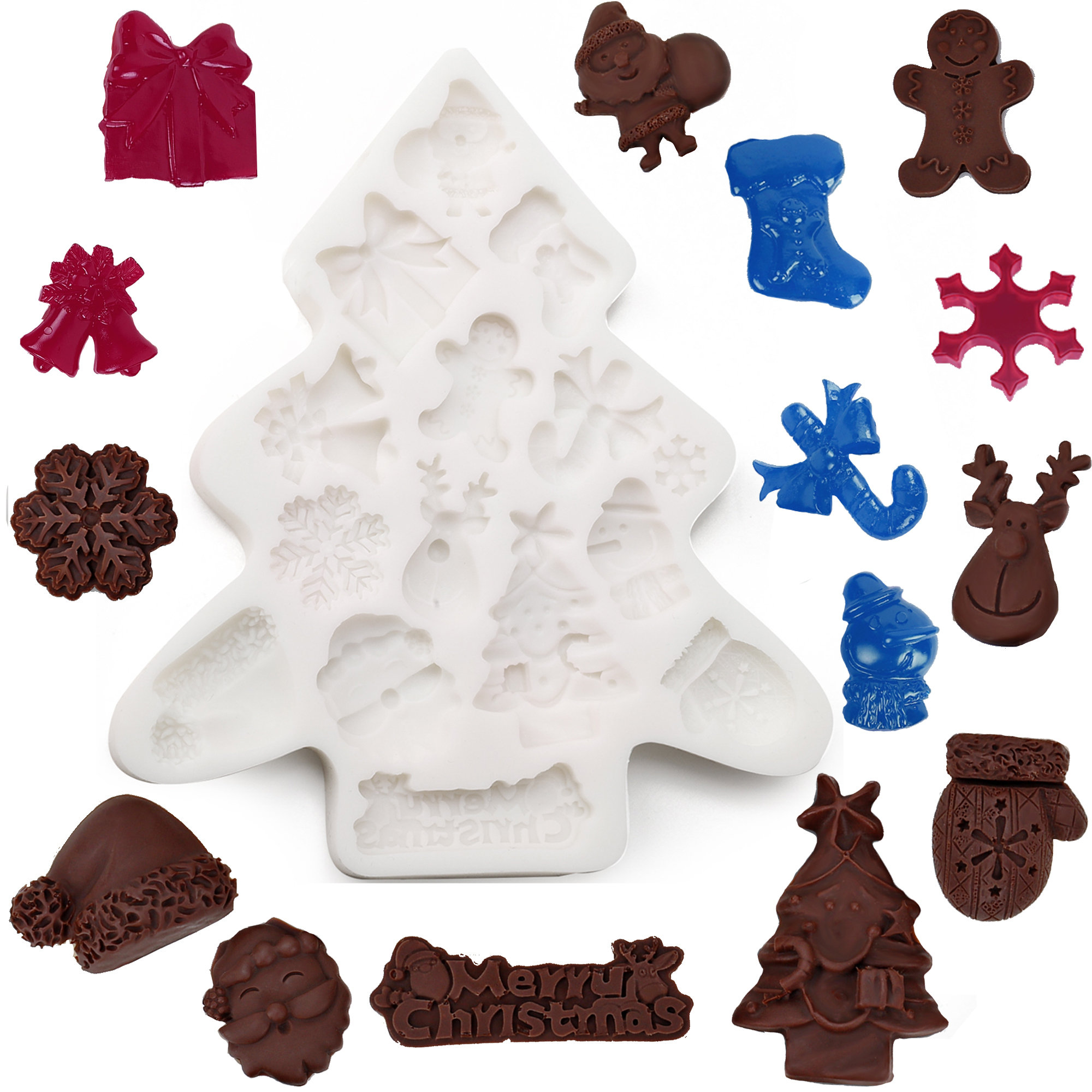 Christmas Cake Molds Recyclable Silicone Snowflake Chocolate Clay Fudge  Molds