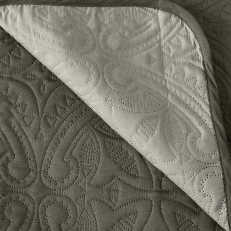 Housse réversible Medallion, Vert sauge / gris clair