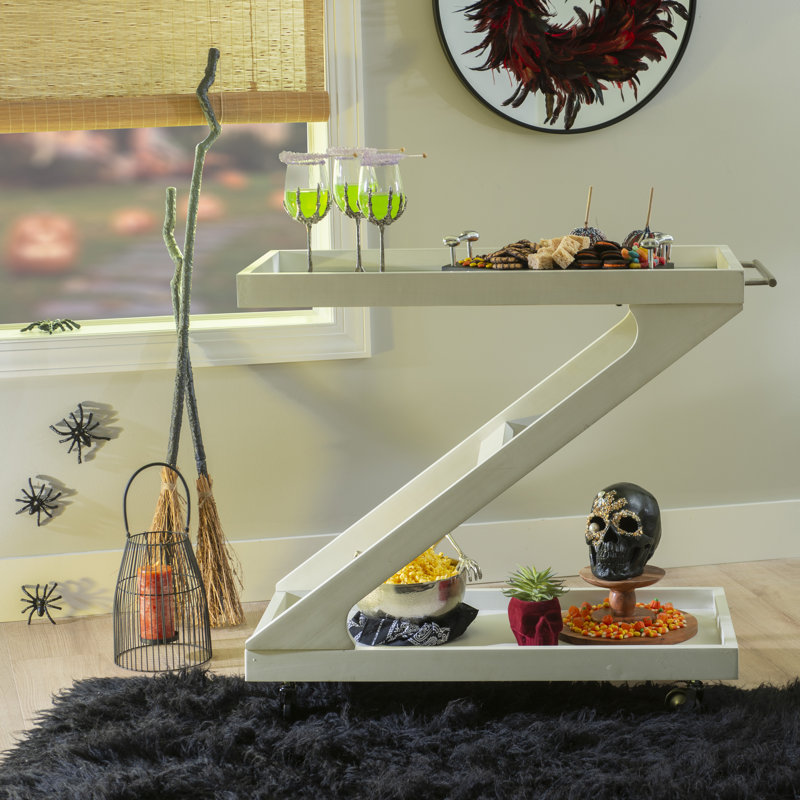 Jeidan Solid Wood Bar Cart, White