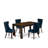 5 Piece Modern Dining Set Contains a Rectangle Rustic Wood Kitchen Table and 4 Polyester Fabric Upholstered Chairs, 36x60 Inch, Distressed Jacobean-91898336-124328894