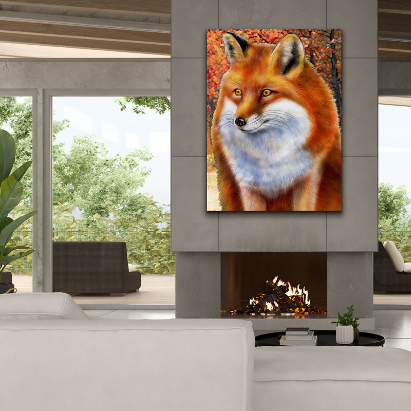  «Red Fox» par Tim Jeffs, art mural sur toile, H 54 po x l 40 po