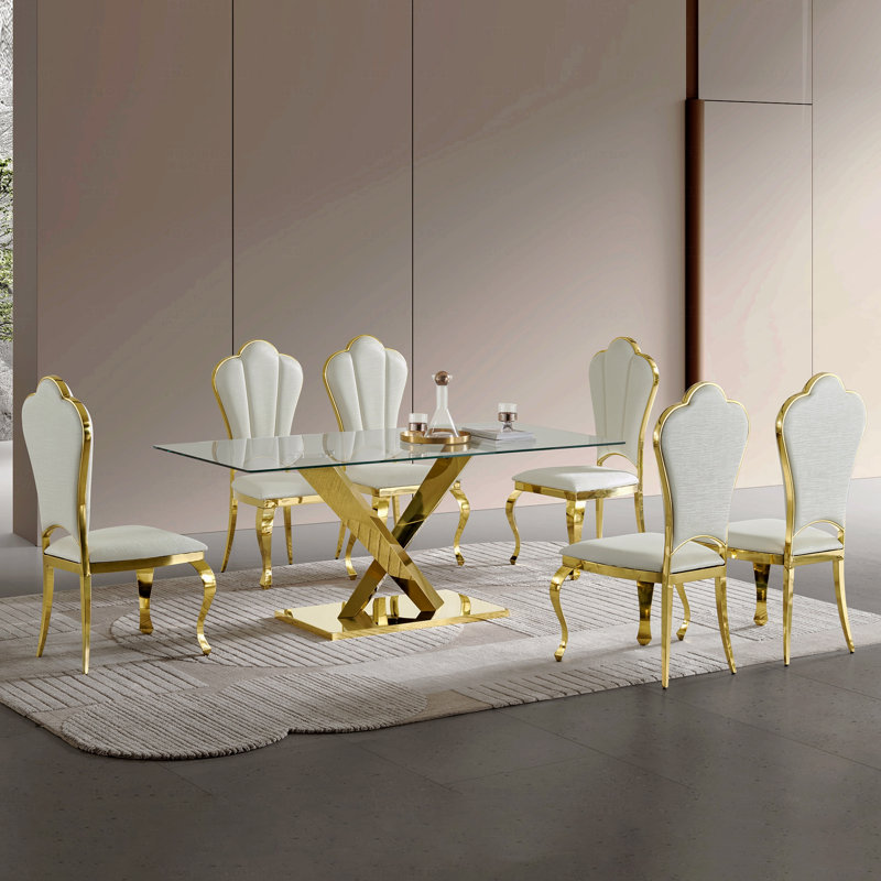 Table de salle à manger moderne 70 "en verre trempé rectangulaire