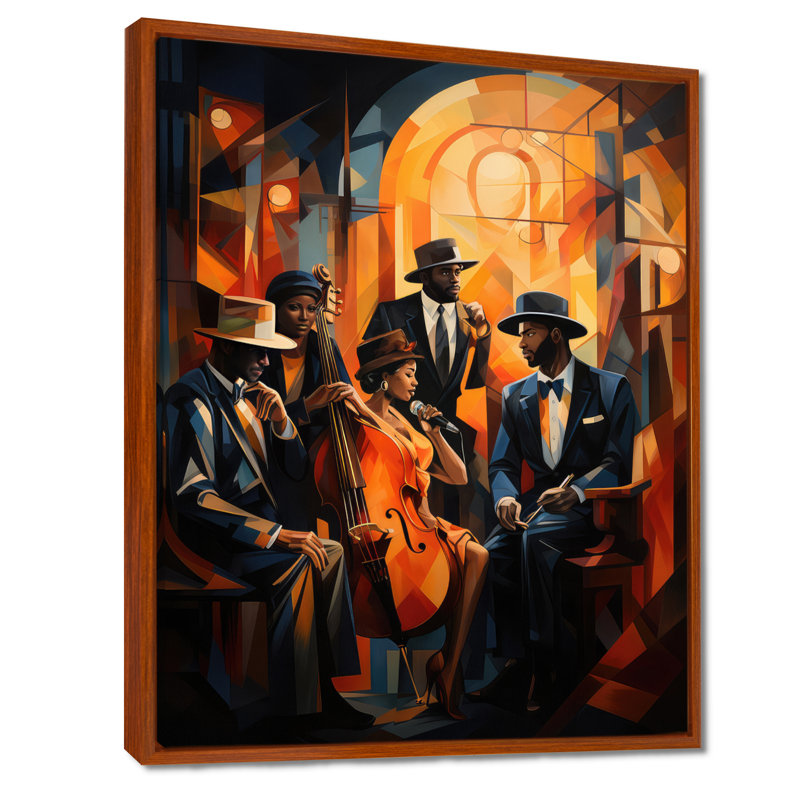 Reproduction d'art sur toile Hundson Jazz Harlem Renaissance V - African American, H 20 po x l 12 po, Brun