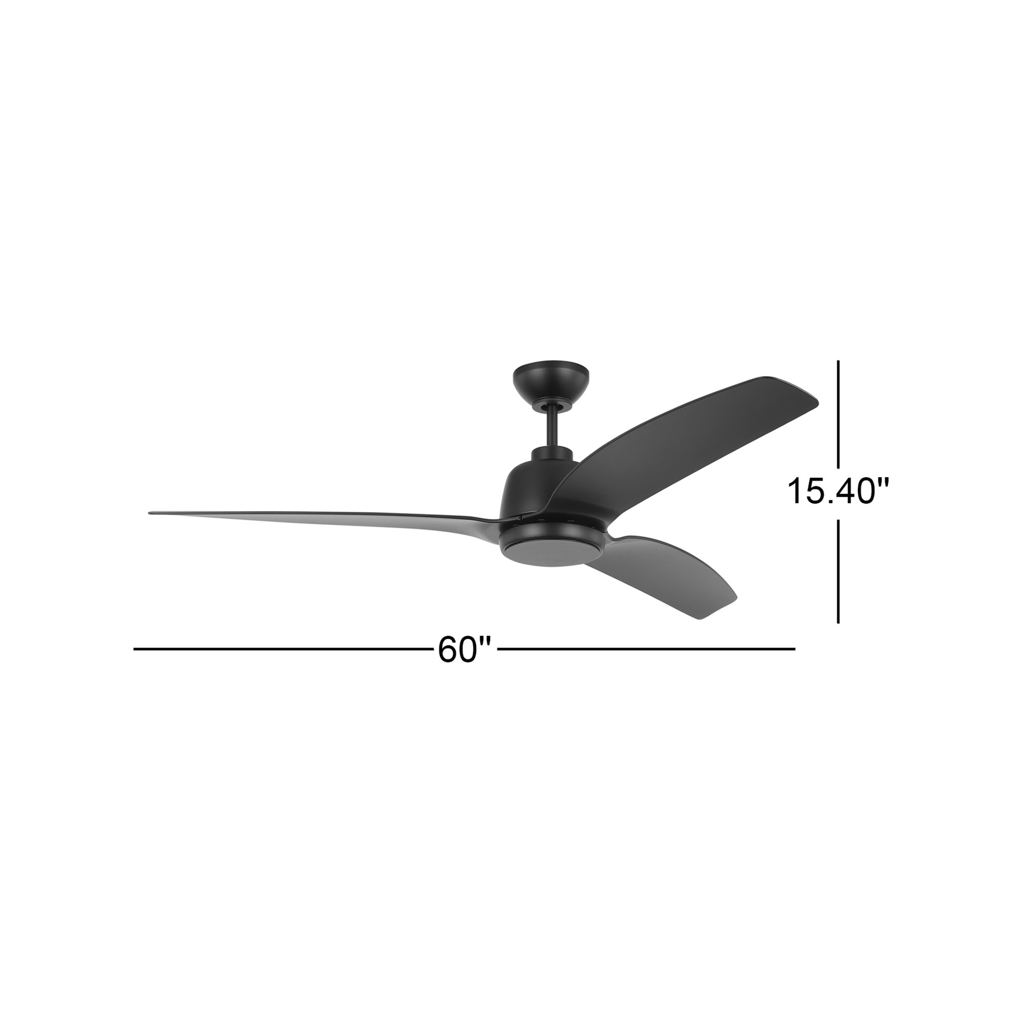 Carly 60'' Ceiling Fan with LED Light Kit, Matte Black, Matte Black, 15.40" H x 60" W x 60" D