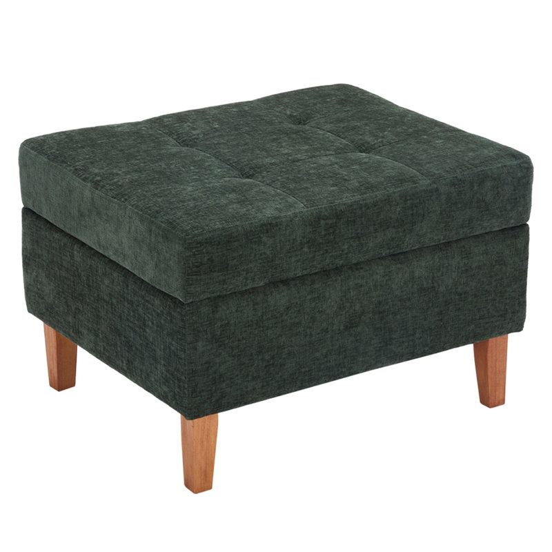 41cm Wide Tufted Square Standard Ottoman with Storage, Green