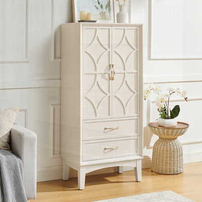 Armoire de rangement haute de style moderne du milieu du siècle, avec portes et tiroirs, idéale pour une vie organisée dans les entrées, les corridors et les cuisines.