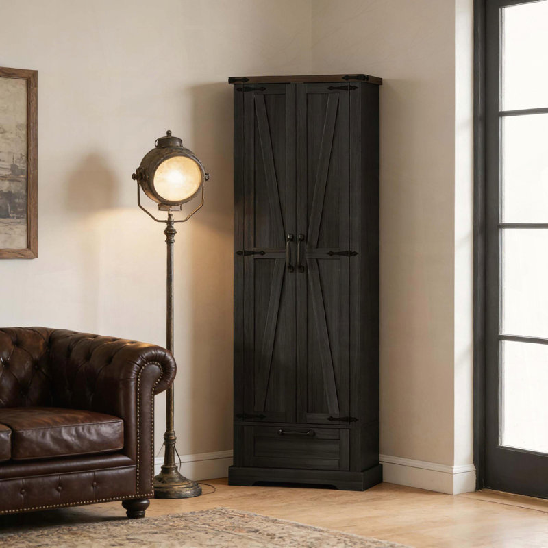 Grand garde-manger avec portes de grange, Black