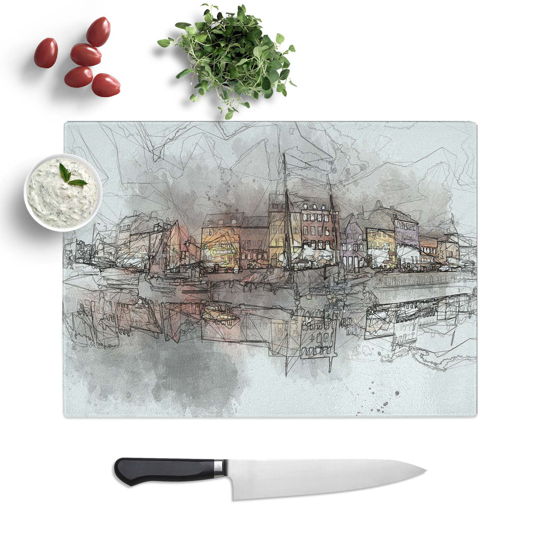 Tempered Glass Nyhavn Canal in Denmark Chopping Board