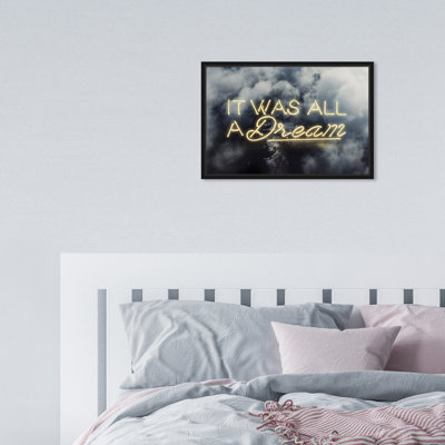 " Typography and Quotes IT WAS ALL A DREAM - YELLOW Inspirational Quotes and Sayings " Textual Art Print