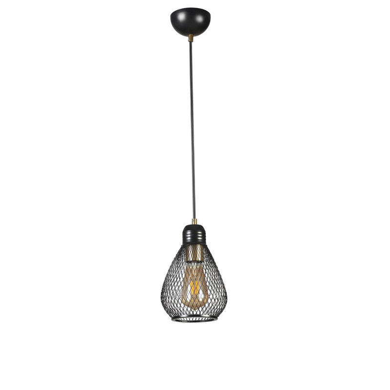 Lustre, H 27,51 po x l 5,9 po x P 5,9 po, Or / noir