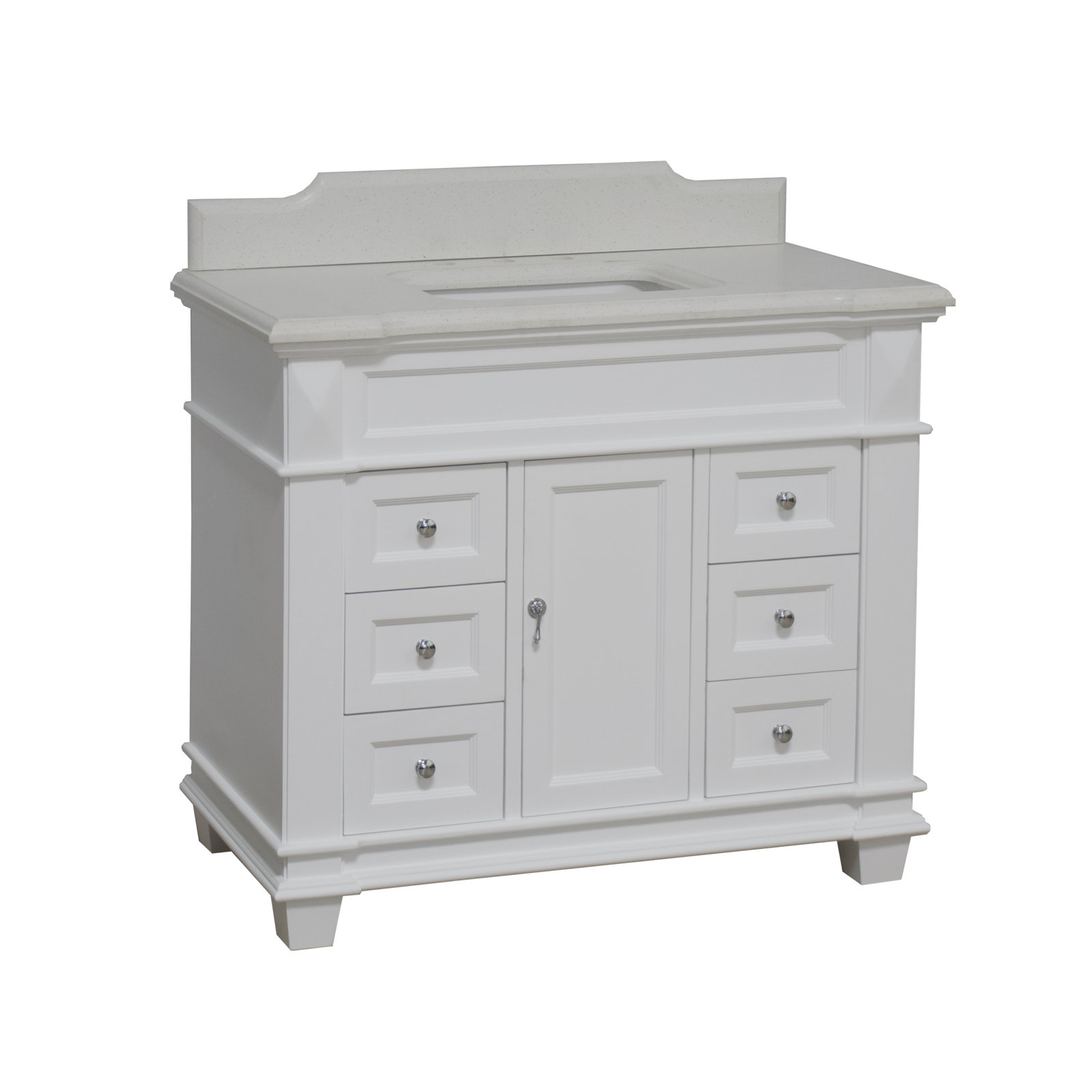 Ensa 42'' Single Bathroom Vanity, White, Quartz
