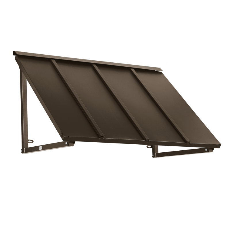 Auvent fixe en métal à coutures debout Awntech Houstonian avec côtés ouverts, Bronze, H 24 po x l 56 po x P 24 po