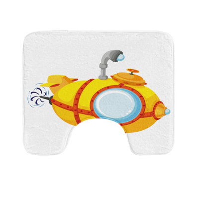 Submarine Toilet Mat U-Shape Bathroom Rug 20" Pale Yellow and Orange