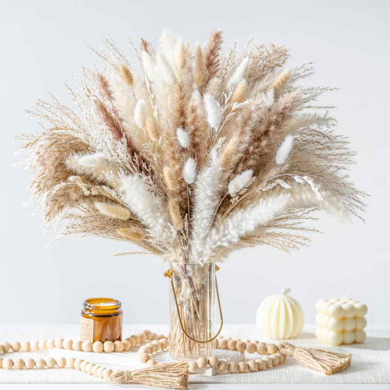 130 bouquets d'herbes de pampas séchées naturelles - Boho Home Decor phrases de fleurs séchées | Arrangement floral de mariage