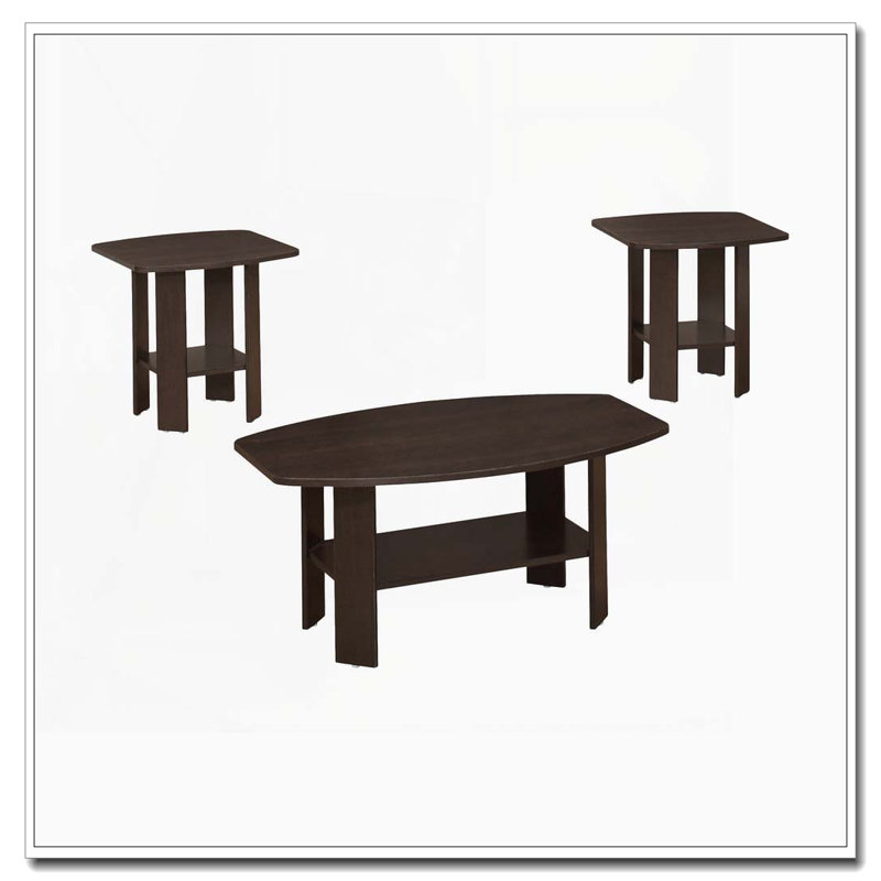 Ensemble de 3 tables basses et tables de bout avec tablettes, Espresso