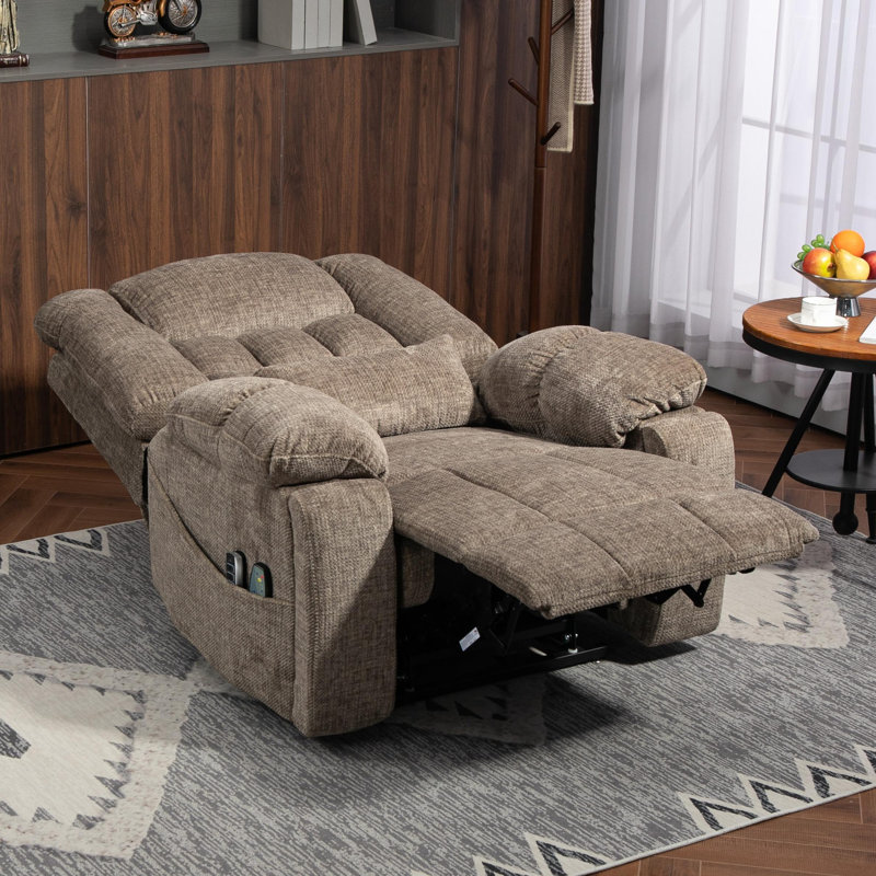 4-Motor Chenille Power Lift Chair Lay Flat Recliner with Head&Lumbar support, 400LBS, Gray