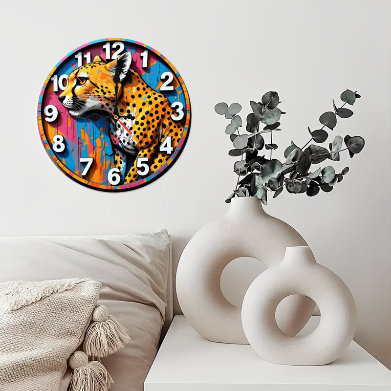Horloge murale artistique léopard