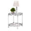 Table de bout contemporaine en acrylique W82153571, table d'appoint avec plateau en verre trempé, table de bout chromée / argentée pour le salon et la chambre à coucher